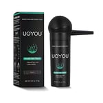 UOYOU BLACK Hair Fibres for Thinning Hair 27.5g Bottle with Applicator | Undetectable & Natural Keratin Hair Fibers Concealer for Hair Loss for Men and Women | Hair Building Fibres Powder [BLACK]