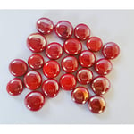 mesbilles - 20 Billes Plates Rouge Glossy - Galet en Verre 16 mm