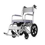 FTFTO Home Accessories Elderly Disabled Aluminum Alloy Wheelchair Folding Light with Seat Multifunction Old Man Small Wheel Portable Bath Chair Old Trolley - Load 100Kg Wheelchair