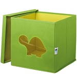 LOVE IT STORE IT - Cube De Rangement Avec Couvercle - En Tissu Ultra Résistant - Pliable - Renforcement Carton - Pour Chambre Enfant - Compatible Étagère Cube Kallax - 33x33x33cm - Vert Motif Tortue