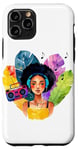 Coque pour iPhone 11 Pro Fille noire, afro, femme de musique, jolie fille