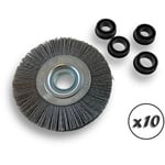 Lot de 10 brosses circulaires nylon Abrasif ø 100 mm Epaisseur 2 rangs Carbure de silicium Grain 240 Alésage 16 mm Touret meuleuse ponceuse Brossage