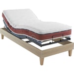 Ensemble matelas relaxation 100% latex, sommier et pieds Crépuscule 600 Someo 90x190 - Bois naturel