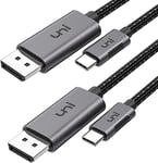 uni 2pack USB C to DisplayPort Cable 1.8m 4K@60Hz, 2K@165Hz DP Cable, Thunderbolt to DisplayPort Cable, MST Daisy Chain, Compatible with MacBook Pro/Air, M1, iPad Pro, XPS 15/13, Surface Book 2