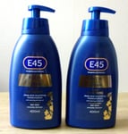 2 x E45 - Fast Absorbing Rich 24Hr Cream. Moisturisation for Dry Skin. 400ml.