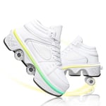 JYHGX Deformation Shoes Children Students 2 in 1 Outdoor Roller Skates Invisible Pulley Shoes with 7 Color Changing Light Automatic Walking Shoes