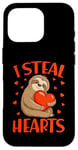 Coque pour iPhone 16 Pro Saint Valentin Paresseux I Steal Hearts Garçons Filles Femmes Love