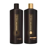 Sebastian Professional Dark Oil Shampoing 1L & Sebastian Professional - Dark Oil Conditionneur Léger à l'huile d'argan et de jojoba - Lisse et démêle les cheveux tout en leur offrant volume - 1000ml