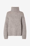 Selected FEMME - Tröja slfGabella LS Knit High-Neck W - Grå