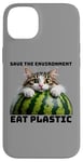 iPhone 14 Plus Save The Environment Eat Plastic Funny Microplastics Cat Case