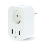 Nedis SmartLife Smart Plug | Wi-Fi | IP21 | Strömmätare | 3680 W | Type F (CEE 7/7) / 1x USB-C™ / 2x USB | 0 - 55 °C | Android™ / IOS | Vit | 1 st