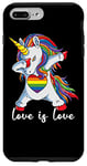 Coque pour iPhone 7 Plus/8 Plus Rainbow Unicorn Love Is Love Is Love LGBT LGBTQ Gay Lesbian Pride