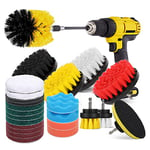 Hiware Lot de 26 brosses de nettoyage pour perceuse – Brosse à récurer électrique avec embout extensible pour salle de bain, voiture, joint, moquette, sol, baignoire, douche, carrelage, coins, cuisine