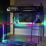 X Rocker HQ Gaming High Sleeper RGB bed - Black