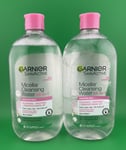 2 X Garnier Skin Active Micellar Cleansing Water All In 1 - 700ml each