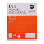 WS Exercise Book 1A4 Unruled 24 Leaf Red Orange Mid