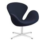 Fritz Hansen - 3320 Svanen Fåtölj, Dark Blue 1155 Christianshavn Fabric, Snurrbar stjärnfot - Snurrfåtöljer - Arne Jacobsen - Blå - Metall/Skum/Ull