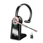 Earbay Wireless Headset, Bluetooth Headset with Microphone Noise Canceling & Charging Base, Wireless Headphones with USB dongle，PC Headset with Mute Button for Computer/Phones/Teams/Skype/Zoom/Office