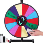 VEVOR Roue de Loterie 457 mm, Roue de Fortune Effaçable à Sec, Roue de la Chance sur Table à 14 Emplacements, avec 2 Marqueurs, Rotation Douce et Équilibré Bingo Jeu, Jeu pour Fête Salon Carnaval