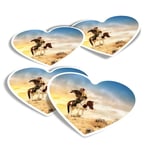 4x Heart Stickers - Kazakh Golden Eagle Hunter Man #13264