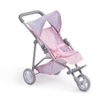 JC Toys Poussette Pliable à 3 Roues, pour poupées jusqu'à 45 cm, avec Panier et Capote, idéale pour Jouer et se Promener, Rose avec décoration Florale, conçue par Berenguer, +3 Ans