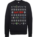 DC Comics Suicide Squad Harley Joker Panda Faces Black Christmas Jumper - XXL