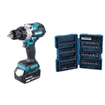 Makita DHP486RTJ Perceuse visseuse à percussion Brushless Ø 13mm + 2 batteries 18V 5Ah Li-ion + coffret Makpac & B-28606 Assortiment d'embouts 37 pieces