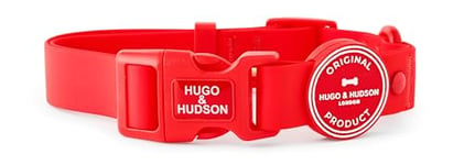 HUGO & HUDSON Collier imperméable pour Chien, Collier réglable Anti-Odeur, Rouge, XS