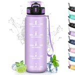 Gourde 1.5L, Gourde Sport Anti-Fuite, Gourde Filtrante, Facile à Nettoyer, Gourde Reutilisable avec Slogan de Motivation, Gourde anti Fuite, Bouteille d'eau pour Running, Vélo, Campeggio, Randonnée