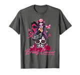 Sugar Skull Fight Breast Cancer Awareness Like A Girl Ribbon T-Shirt