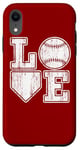 Coque pour iPhone XR Plaque vintage Love Baseball Mom Home pour amateurs de baseball