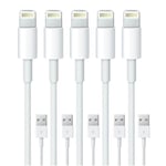 5-pack 2M -Lightning-laddare kompatibel med iPhone Xs/ Max/X/8/7/6/5SE/5S iOS12  (FMY)