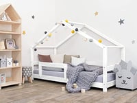 Lit cabane Enfant en Bois Massif Blanc - 120 x 200 cm