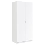 Armoire À 2 Portes 81,5x52x180h Couleur Blanche Avec Porte-Manteau Et 1 Étagère