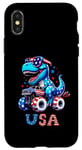 Coque pour iPhone X/XS Monster Truck Boys T-rex Dinosaure 4 juillet