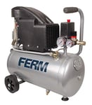 FERM Compresseur 1.5HP 1100W 24L - à huile, 8 bar, 155L/min, 1,5PK - 2 Mamomètres et un raccoucis inclus