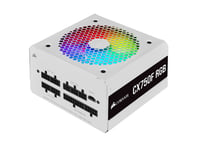 Corsair CX750F RGB, 750W PSU Hvit (Svarte kabler) 243253