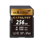 Exascend Catalyst Carte mémoire SDXC UHS-II V60 256 Go 4K UHD jusqu'à 180 Mo/s Vitesse d'écriture UHS-II Classe 10, U3, V60