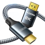 ARISKEEN 8K HDMI 2.1 Cable 2.5M, High-Speed 48Gbps HDMI 2.1 Cable, Supports 8K@60HZ, 4K@120Hz, Compatible with PS5/4 TV Monitor Blu-ray Soundbar DVD Laptop