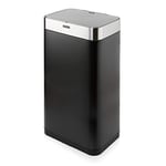 Tower T838001B Square Sensor Bin with Fingerprint Proof Coated Exterior, Large 75L, Hands Free Opening, Black