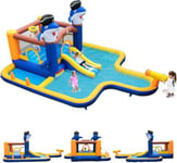 7 en 1 Structure gonflable Aquatique sans Souffleur-Piscine Toboggan Jeu de Boxe Canon à Eau Charge