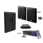 Pack Hifi Ampli Bluetooth Stéréo USB SD LTC MFA1200USB-BT-BL 2x50W - Paire Enceintes Murales LTC SSP501F-B Extra Plates - Restaurant