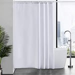 Furlinic Rideau de Douche Tissu Anti Moisissure Lavable en Machine Textile Blanc Imperméable Rideaux de Bain Long pour Baignoire ou Salle de Bain avec 12 Anneaux 180x210cm