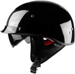 SMINNG Motorcycle Half Helmet Sun Visor Low Profile Novelty Half Face Skull Cap DOT Approved Unisex-Adult Motorbike Open Face Helmet for Bike Cruiser Chopper Moped Scooter ATV