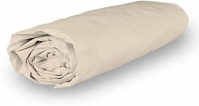 Soleil d'ocre, Percale Drap Housse, Coton, Ecru, 90x190 cm