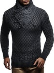 Leif Nelson Pull en tricot pour homme, avec col châle, pour hiver, coupe droite, convient aux looks décontractés et professionnels, disponible en plusieurs tailles et couleurs, Anthracite/noir, XXXL