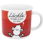 Sheepworld 48933 Tasse avec motif « Smile » | Tasse préférée dans une boîte cadeau, en porcelaine, 38 cl, tasse avec inscription en allemand | Cadeau, anniversaire, cadeau amusant