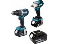 Makita Combo 18V Dtw300+Dhp484 Elektroverktøysett 3*5,0Ah