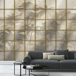 Wall81 Papier Peint écologique Fenêtre Tropical Taglia M - cm 399 x 300 h Taupe