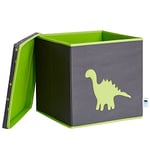 LOVE IT STORE IT - Boîte De Rangement Avec Couvercle En Tissu - Pliable Robuste - Compatible Étagère Kallax - 33x33x33cm - Gris Motif Dino